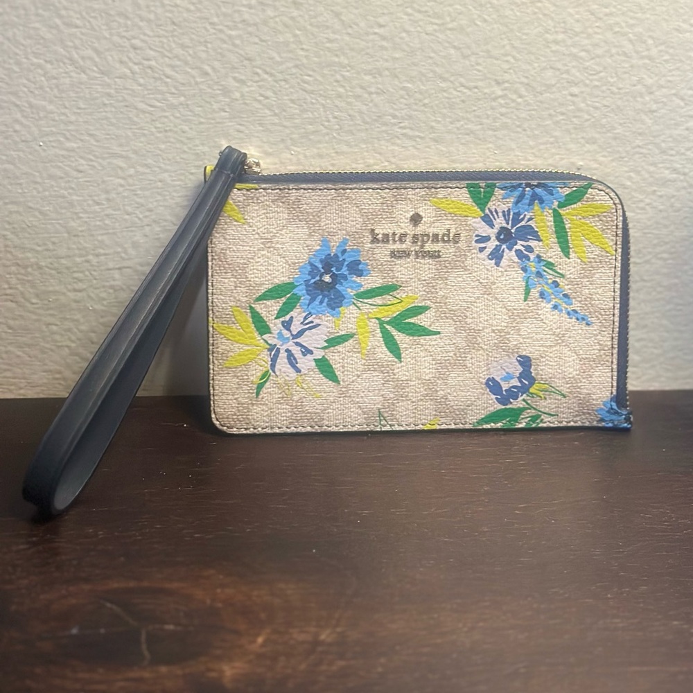 Kate Spade Blue and Green Floral Wristlet